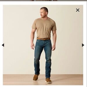 Ariat Rebar M5 Straight Fit Leg Denim Blue Jeans Classic Western Pant Men 32x36